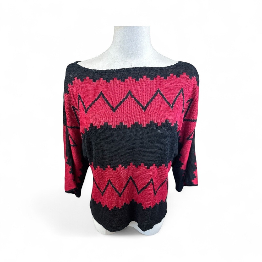 Ralph‎ Lauren Petite Southwestern Indian Blanket Linen Short Dolman Sweater PM